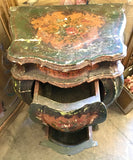 19th Century Italian Venician Hand-painted and Parcel-gilt Two-drawer Rococo Side Tables, Pair