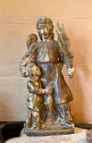 18th-C. Spanish Painted and Parcel-giltwood Statue Of Tobias And Angel