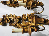 Italian 1930s Carved and Gilt Sconces, Pair