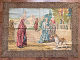 19th-C Florentine Jus d’Herbe Sur Toile Tapestry w/ Embroidered Frame