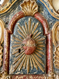 18th Century Italian Hand-carved And Painted Tabernacle Door With The Sacred Heart