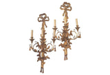 1950s Italian Gilt Carved Tassel Sconces, Pair