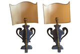 19th-Century French Carved Urn Lamps, Pair