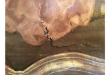 French Trumeau Parcel-Gilt Mirror with Oil Canvas