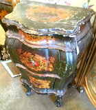 19th Century Italian Venician Hand-painted and Parcel-gilt Two-drawer Rococo Side Tables, Pair
