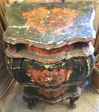 19th Century Italian Venician Hand-painted and Parcel-gilt Two-drawer Rococo Side Tables, Pair