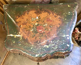 19th Century Italian Venician Hand-painted and Parcel-gilt Two-drawer Rococo Side Tables, Pair
