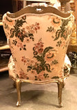 1940s French Slipper Upholstered and Parcel-gilt Chair With Floral Motifs