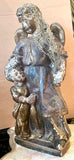 18th-C. Spanish Painted and Parcel-giltwood Statue Of Tobias And Angel