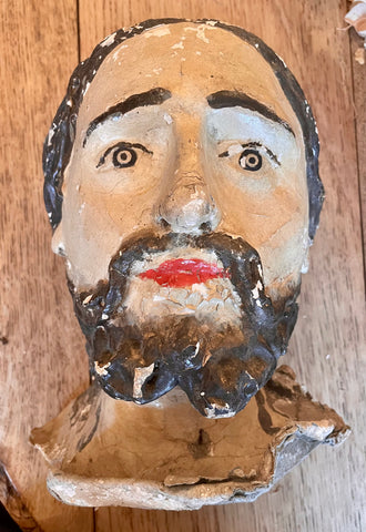 Early 20th Century Italian Hand-painted Papier-mache' Saint Head FREE SHIPPING