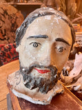 Early 20th Century Italian Hand-painted Papier-mache' Saint Head FREE SHIPPING