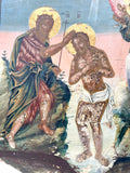 18th Century Wooden Orthodox Icon Baptism Of Jesus
