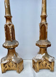 19th Century Giltwood Gothic Candlestics, Pair