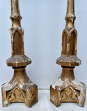 19th Century Giltwood Gothic Candlestics, Pair