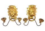 Italian Gilt Lion Candle Sconces, Pair - FREE SHIPPING