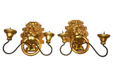 Italian Gilt Lion Candle Sconces, Pair - FREE SHIPPING