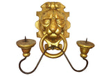 Italian Gilt Lion Candle Sconces, Pair - FREE SHIPPING