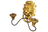 Italian Gilt Lion Candle Sconces, Pair - FREE SHIPPING