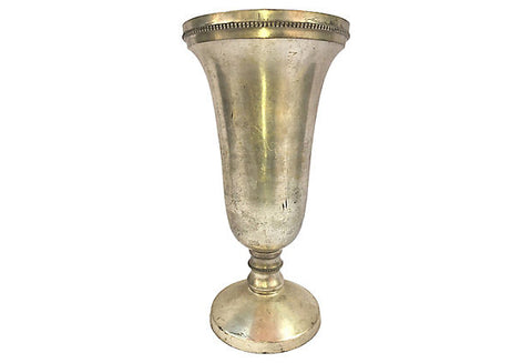 Neoclassical Pressed & Plated Metal Vase - FREE SHIPPING