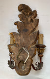 Italian Acanthus Leaf Carved & Painted Sconce