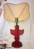 19th-Century Italian Pressed Brass Urn Lamps w/Beaded Shades