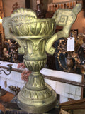 19th-Century Italian Pressed Brass and Carved Wood Urn