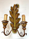 Italian Acanthus Leaf Carved & Painted Sconce