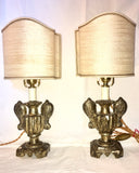 19th-Century Carved and Silver-gilt Urn Table Lamps, Pair