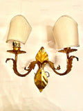 Italian Gilt 2-arm Sconce with Half-shades