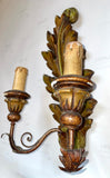 Italian Acanthus Leaf Carved & Painted Sconce