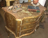1940s Italian Florentine 3-drawer Parcel-gilt Chest