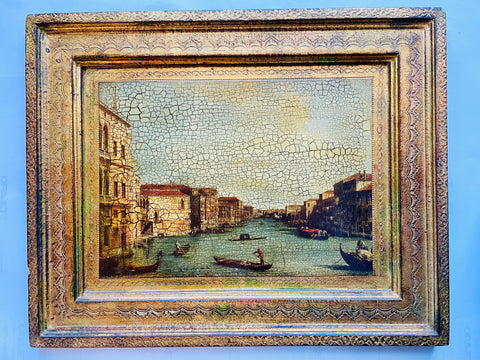 Venice Canal Grande with Filigree Florentine Gilt Frame