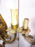 1940s Italian Carved & Gilt Two-arm Ribbon Sconces, Pair