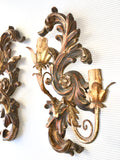 1940s Italian Carved and Parcel-gilt Sconces, Pair