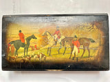 1930s English Hunting Scene Wooden Box