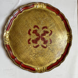 Round Florentine Painted and Parcel-gilt Ruby Tray