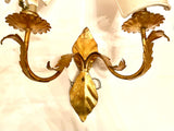 Italian Gilt 2-arm Sconce with Half-shades