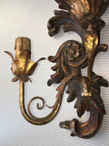 1940s Italian Carved and Parcel-gilt Sconces, Pair