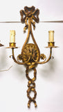 1940s Italian Carved & Gilt Two-arm Ribbon Sconces, Pair