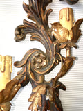 1940s Italian Carved and Parcel-gilt Sconces, Pair