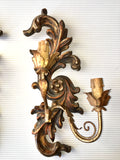1940s Italian Carved and Parcel-gilt Sconces, Pair