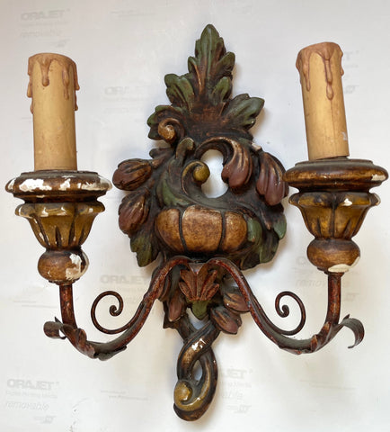 Italian Hand-carved & Painted Sconce