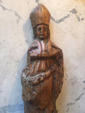 17th-Century Italian Carved Wood Pope Statue - FREE SHIPPING