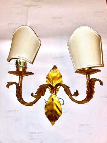 Italian Gilt 2-arm Sconce with Half-shades