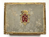 Florentine Parcel-gilt and Upholstered Wooden Box w/Crest