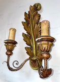 Italian Acanthus Leaf Carved & Painted Sconce