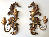 1940s Italian Carved and Parcel-gilt Sconces, Pair