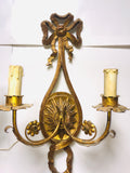 1940s Italian Carved & Gilt Two-arm Ribbon Sconces, Pair