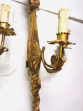 1940s Italian Carved & Gilt Two-arm Ribbon Sconces, Pair