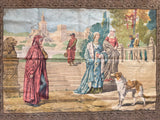 19th-C Florentine Jus d’Herbe Sur Toile Tapestry w/ Embroidered Frame